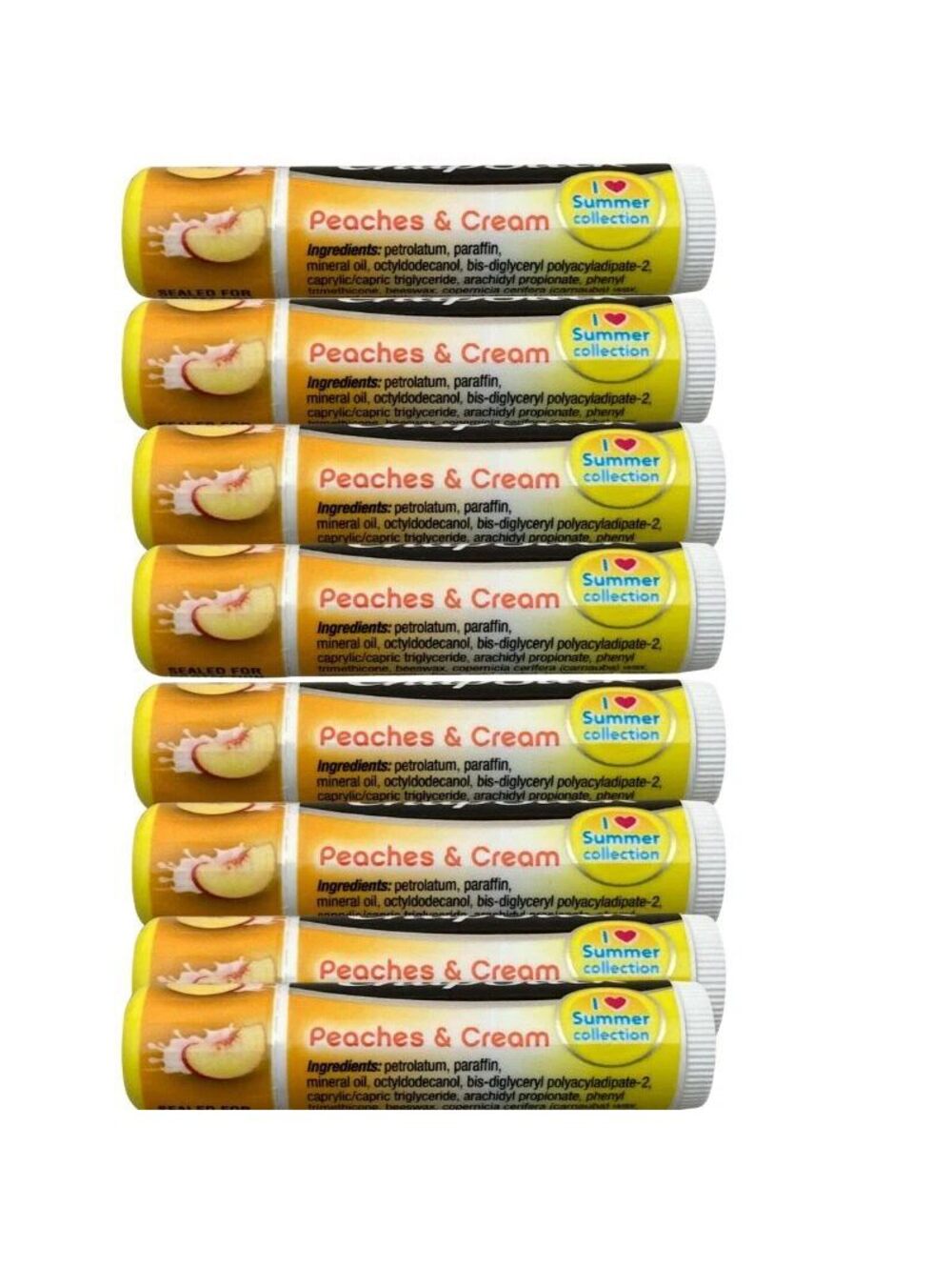 ChapStick Peaches & Cream Lip Balm 0.15 oz Cruelty Paraben Free 8 Pack